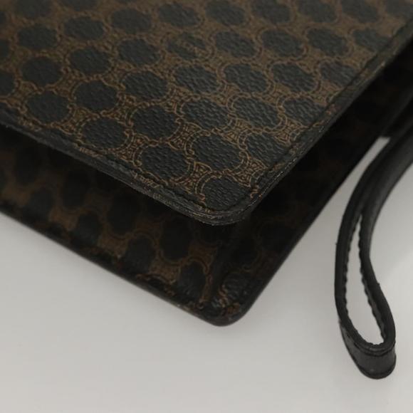 CELINE Macadam Canvas Clutch Bag PVC Leather Black Gold Auth 135556 - Picture 16 of 16